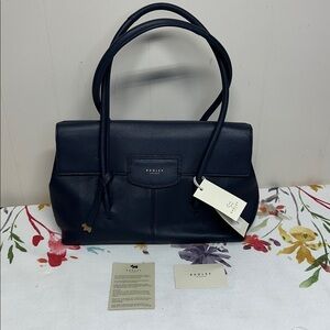 RADLEY LONDON In Bloom Midnight Blue Italian Leather Tote with Dustbag